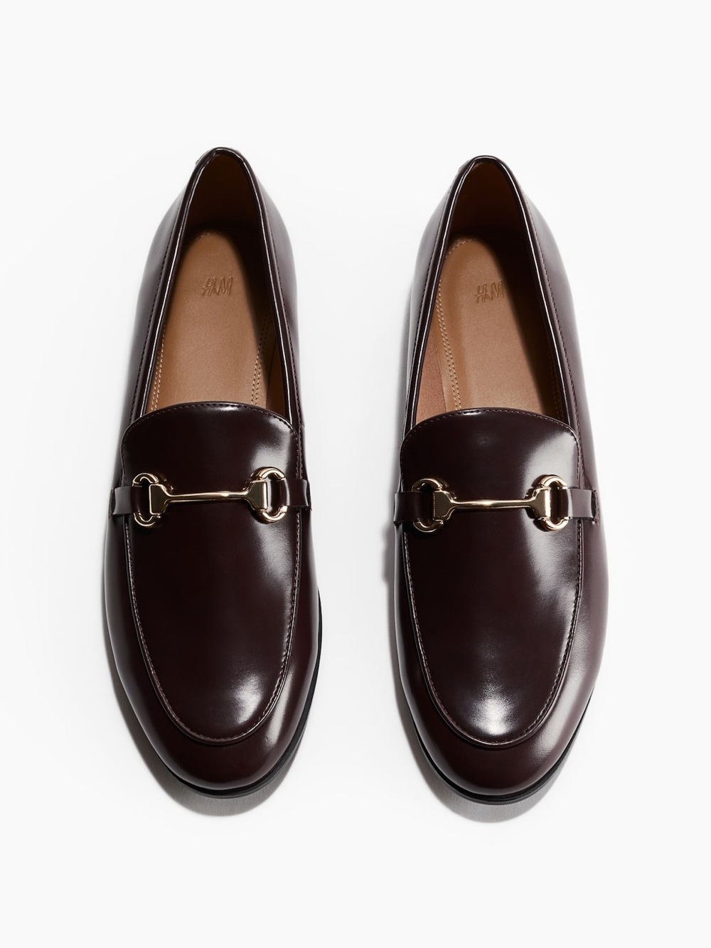 H&M Dark Brown Cherry Reddish Leather Bit Loafers